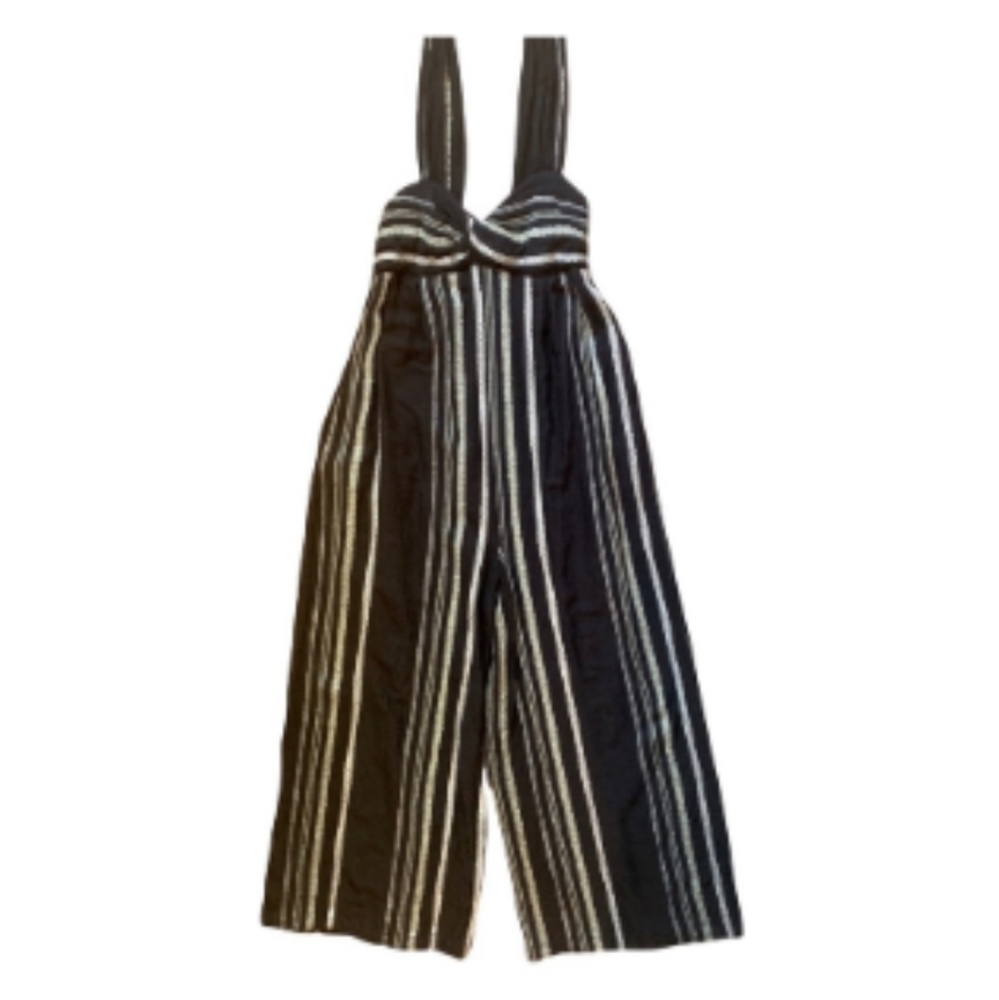 Like New Free People striped jumpsuit with pockets sz S fits M